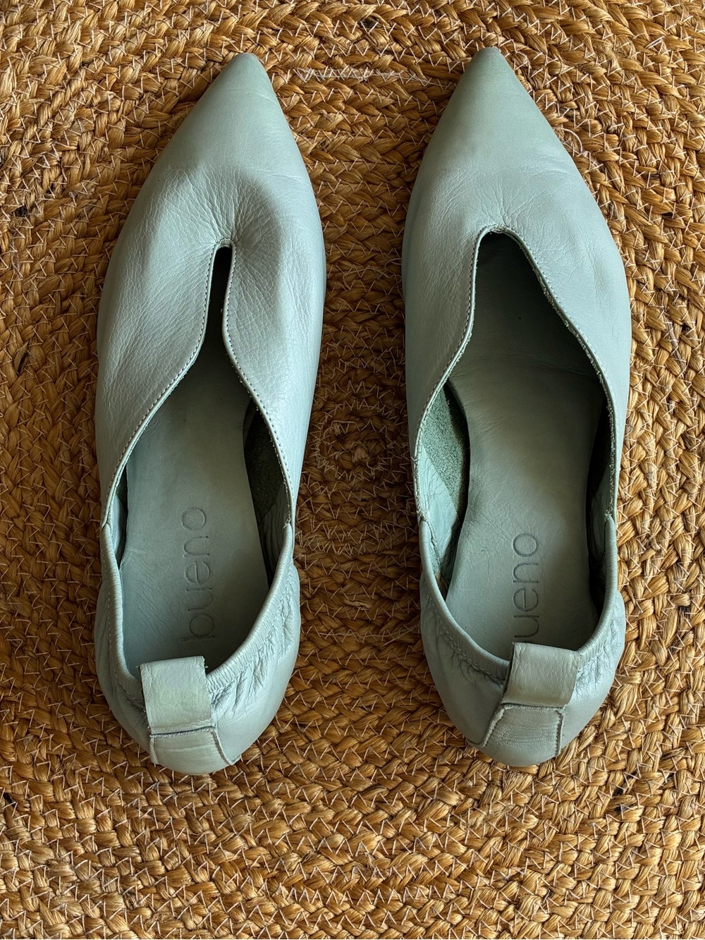 Bueno Mint Green Pointed-Toe Slip-On Flats